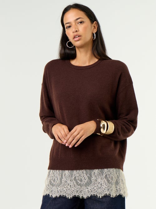 Maglione con inserto in pizzo - Kiabi