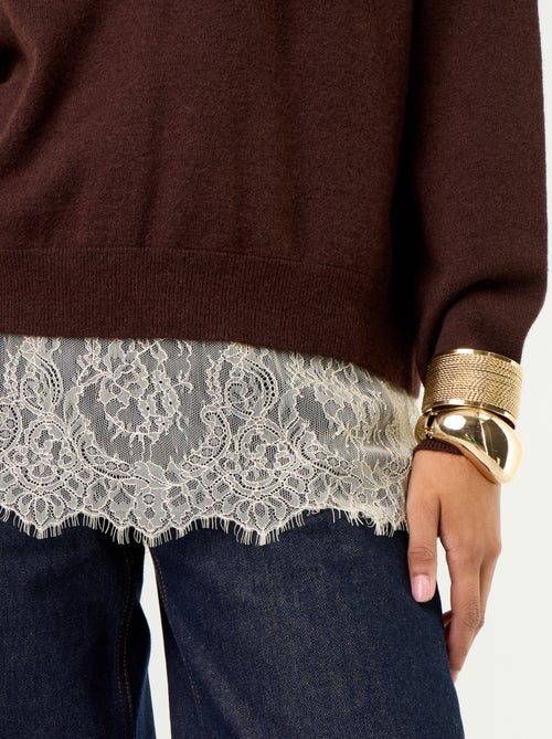 Maglione con inserto in pizzo - Kiabi