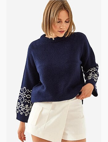 Maglione con maniche a fantasia lucci