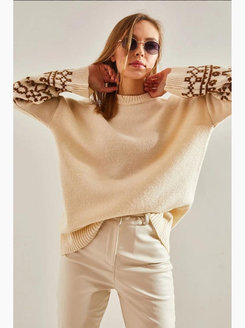 Maglione con maniche a fantasia lucci - Kiabi