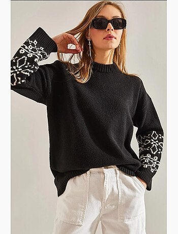 Maglione con maniche a fantasia lucci