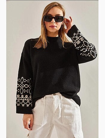Maglione con maniche a fantasia lucci