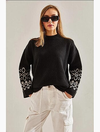 Maglione con maniche a fantasia lucci