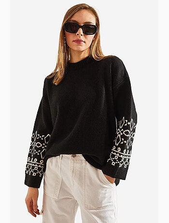 Maglione con maniche a fantasia lucci