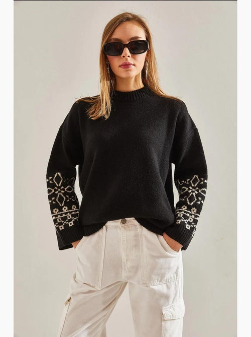 Maglione con maniche a fantasia lucci - Kiabi