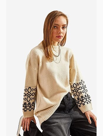 Maglione con maniche a fantasia lucci