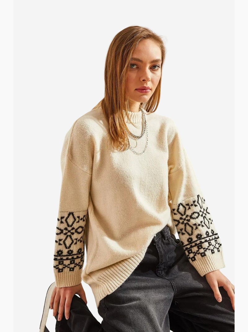 Maglione con maniche a fantasia lucci Nero - Kiabi