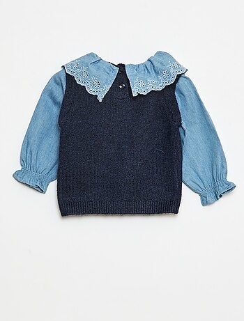 Maglione con maniche in cotone
