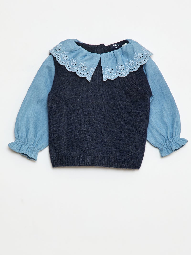 Maglione con maniche in cotone Blu - Kiabi