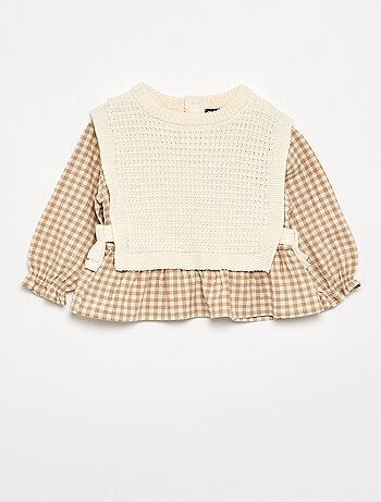 Maglione con maniche in voile di cotone