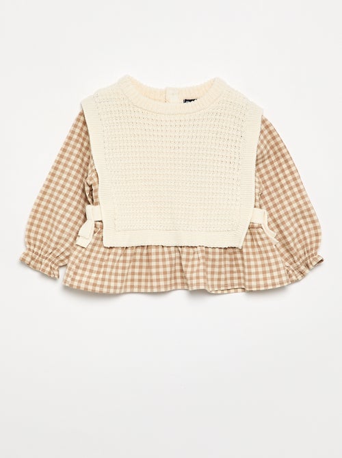 Maglione con maniche in voile di cotone - Kiabi Maglione con maniche in voile di cotone - Kiabi