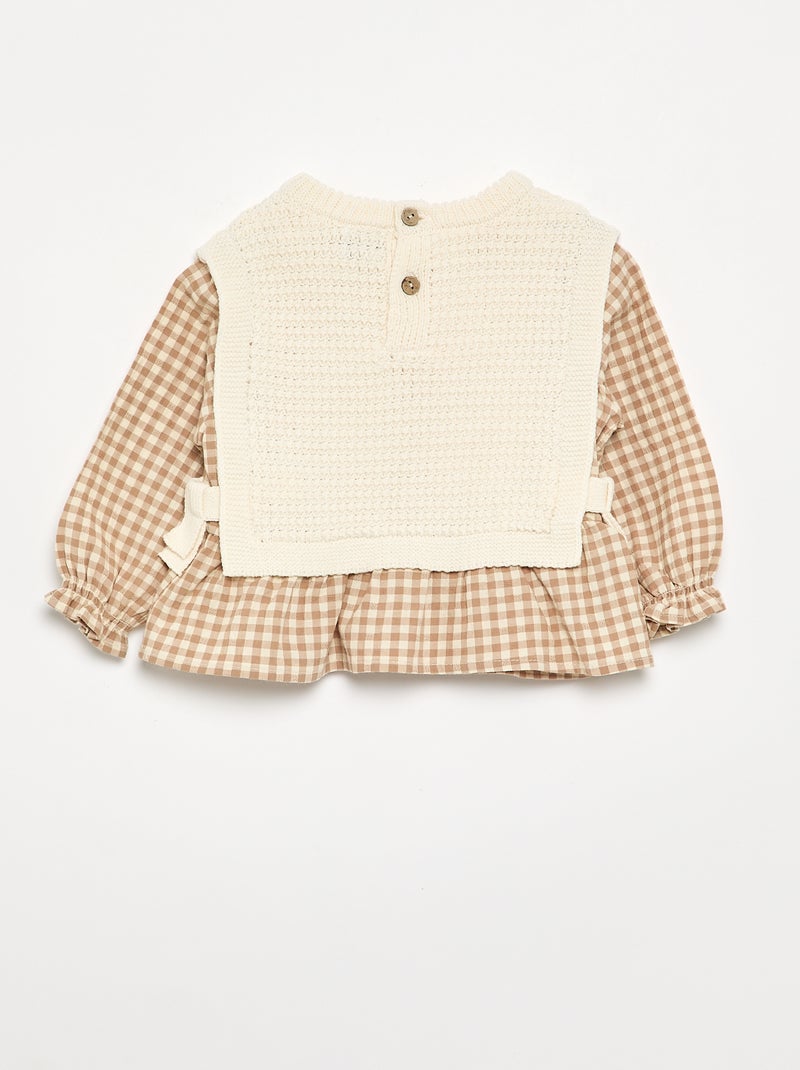 Maglione con maniche in voile di cotone Beige - Kiabi