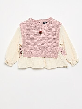 Maglione con maniche in voile di cotone