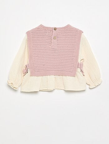 Maglione con maniche in voile di cotone