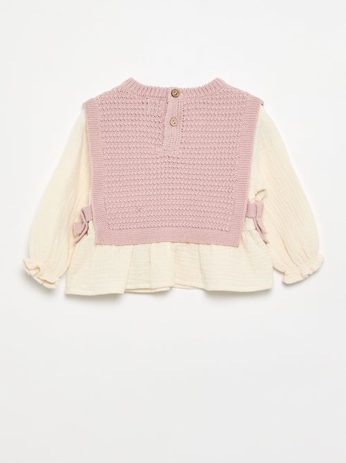 Maglione con maniche in voile di cotone - Kiabi Maglione con maniche in voile di cotone - Kiabi