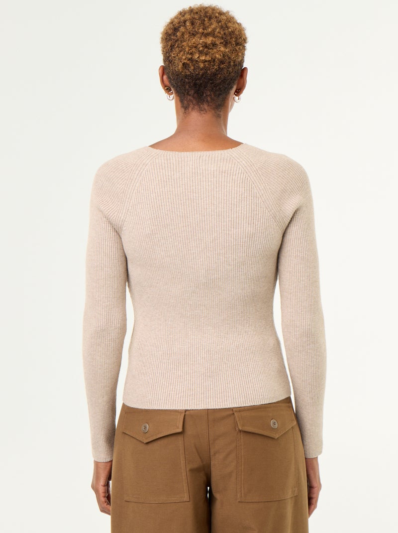 Maglione con maniche raglan abbottonate Beige - Kiabi