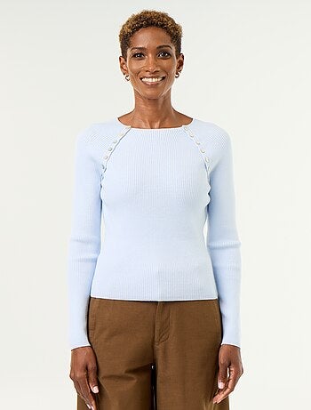 Maglione con maniche raglan abbottonate