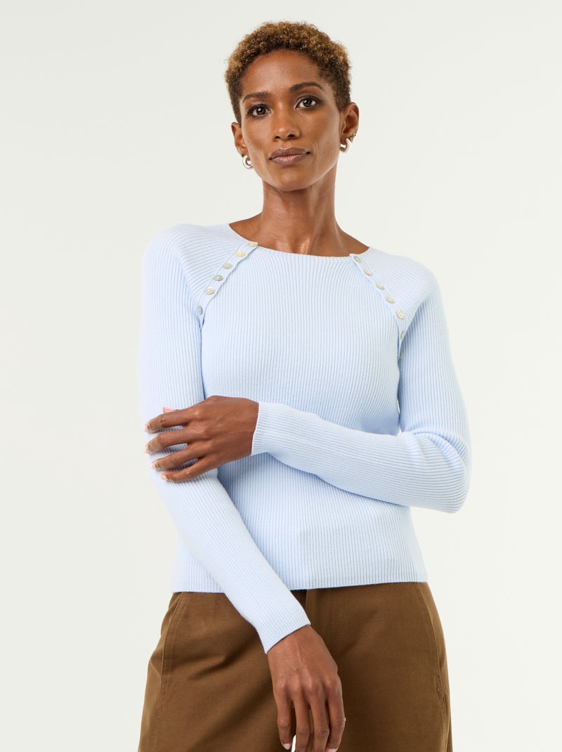 Maglione con maniche raglan abbottonate Blu - Kiabi