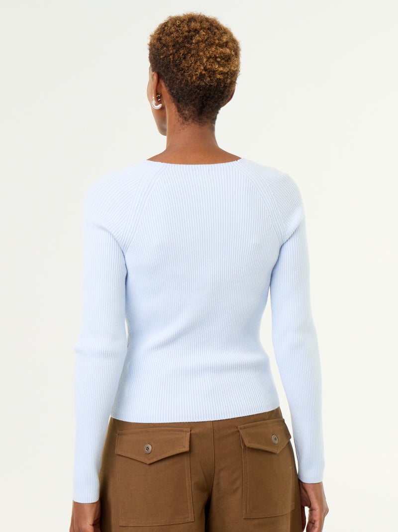 Maglione con maniche raglan abbottonate Blu - Kiabi
