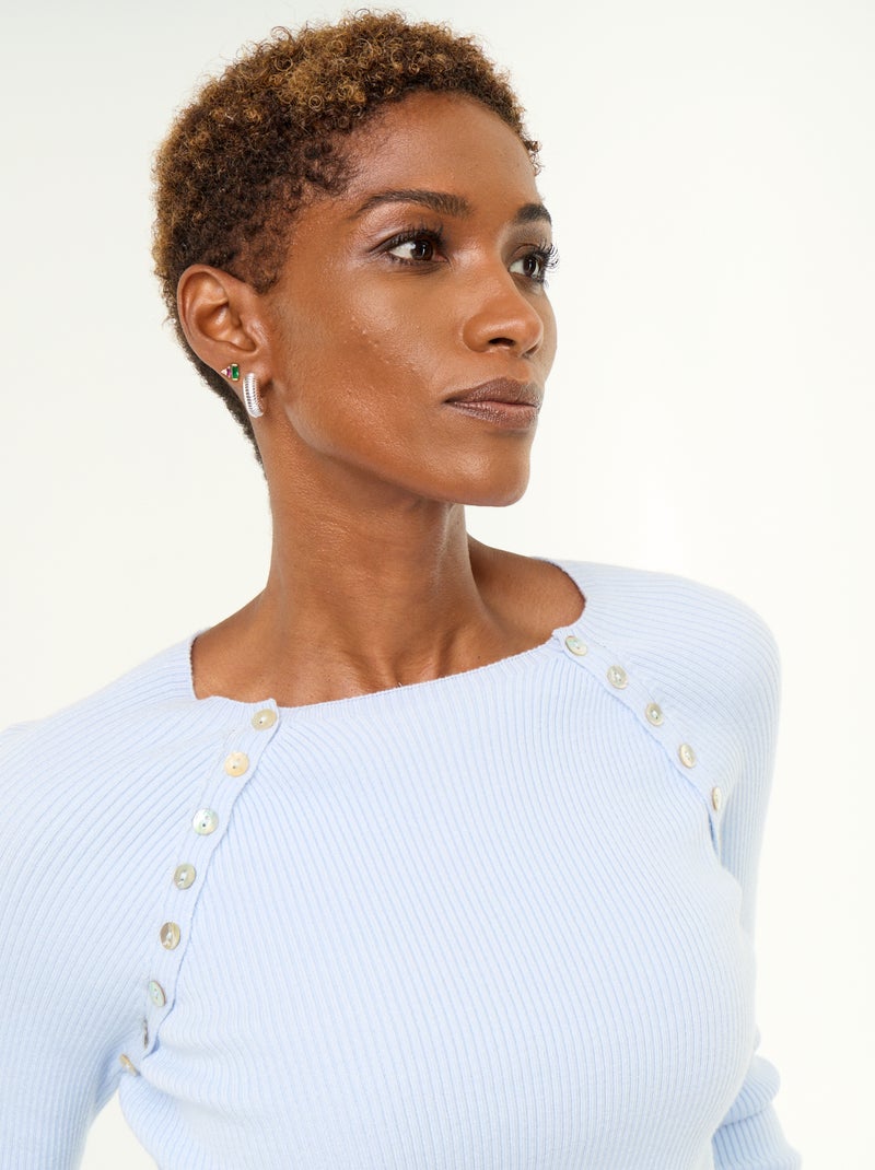 Maglione con maniche raglan abbottonate Blu - Kiabi