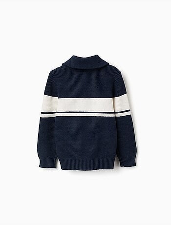 Maglione con mezza cerniera a righe