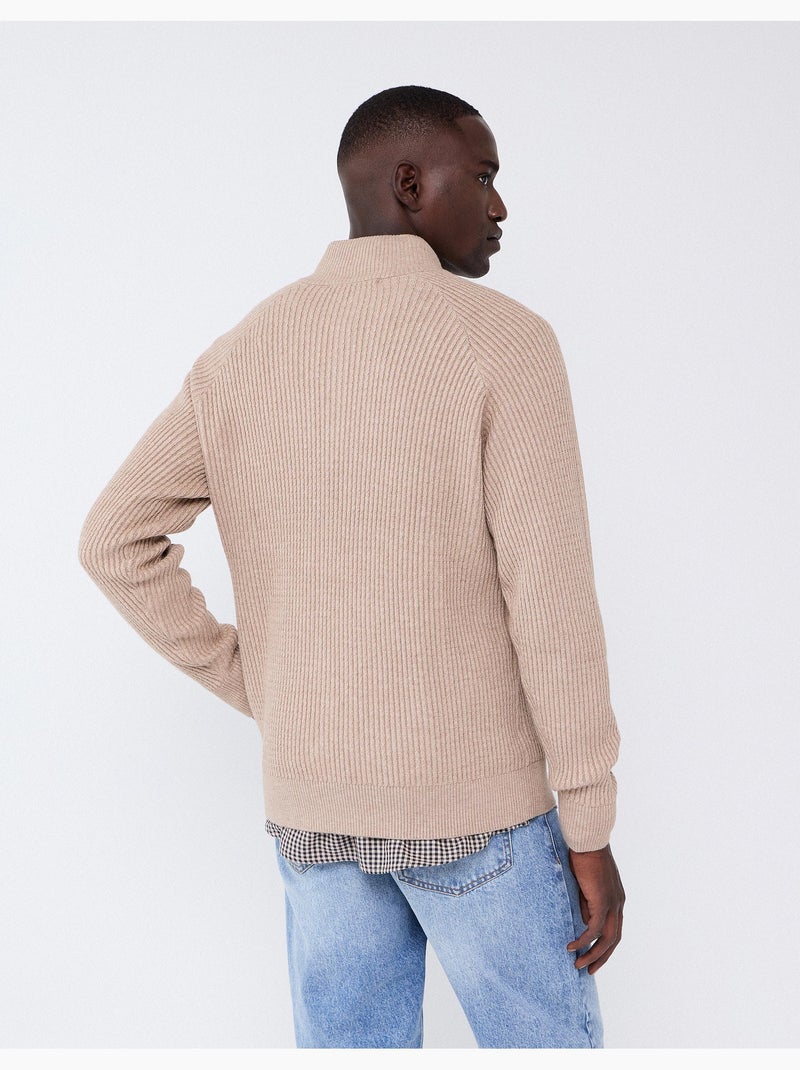 Maglione con mezza cerniera, mo fashion Beige - Kiabi