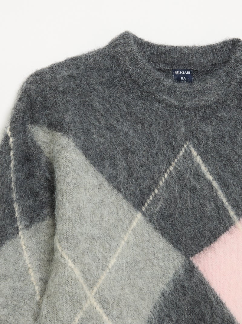 Maglione con motivi a rombi Grigio - Kiabi