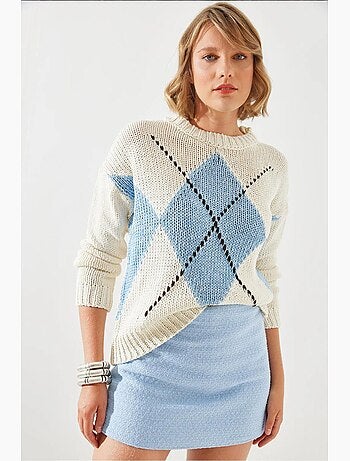 Maglione con motivo a rombi lucci