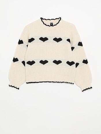 Maglione con motivo jacquard a cuori