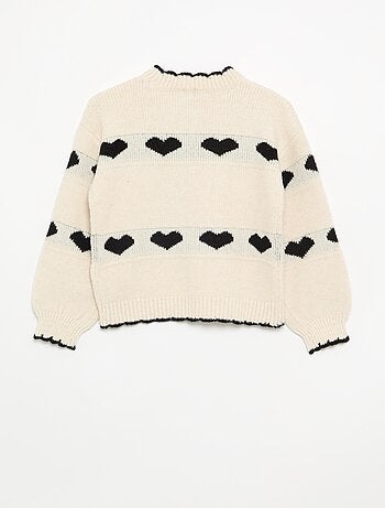 Maglione con motivo jacquard a cuori