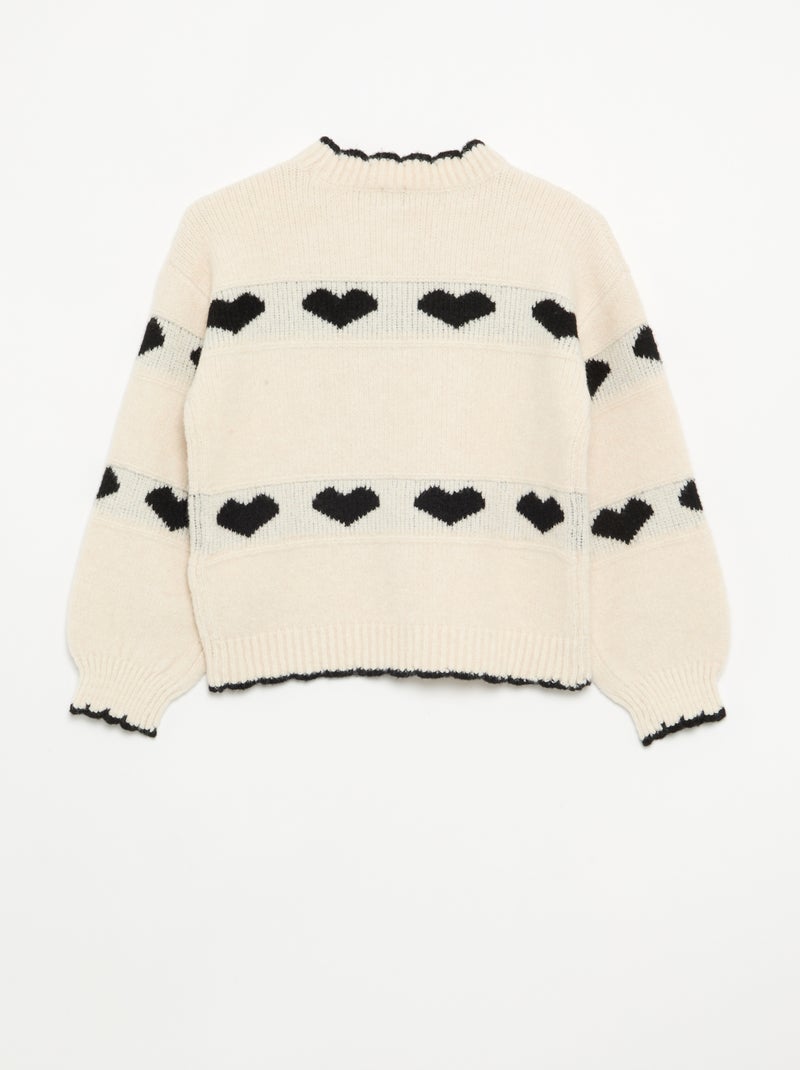 Maglione con motivo jacquard a cuori Nero - Kiabi