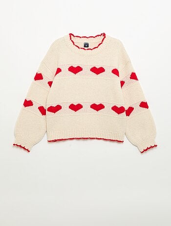 Maglione con motivo jacquard a cuori