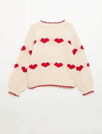 Maglione con motivo jacquard a cuori