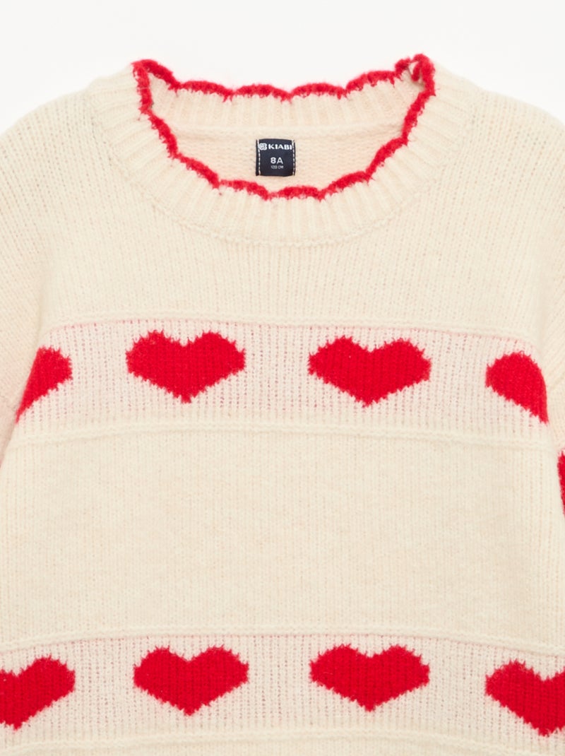 Maglione con motivo jacquard a cuori Rosso - Kiabi
