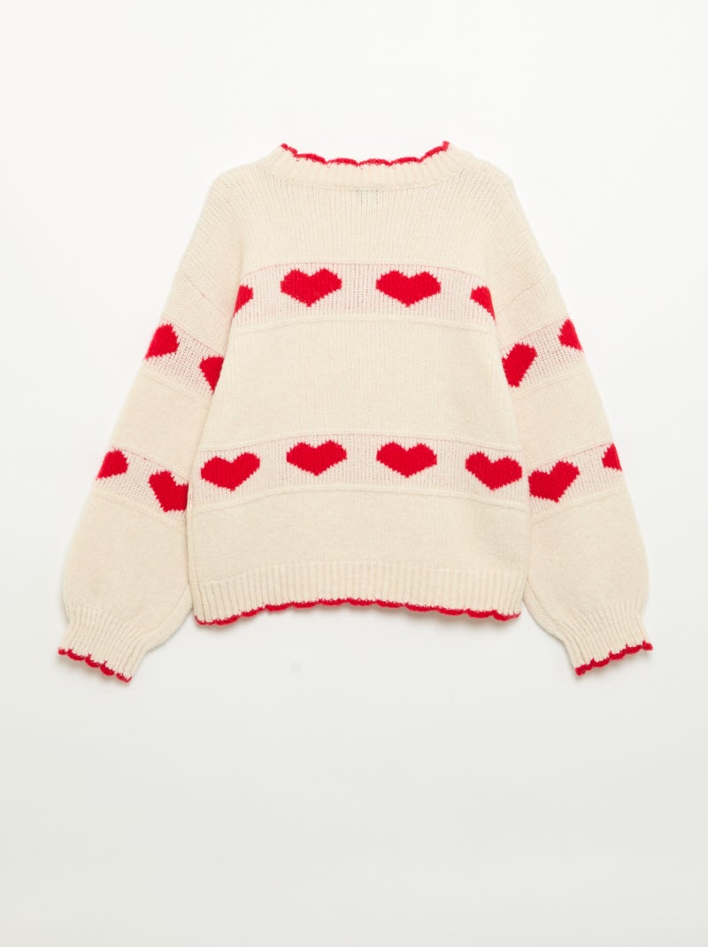 Maglione con motivo jacquard a cuori Rosso - Kiabi