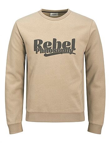 Maglione con motivo "rebel" a girocollo in cotone