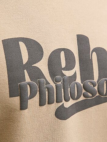 Maglione con motivo "rebel" a girocollo in cotone