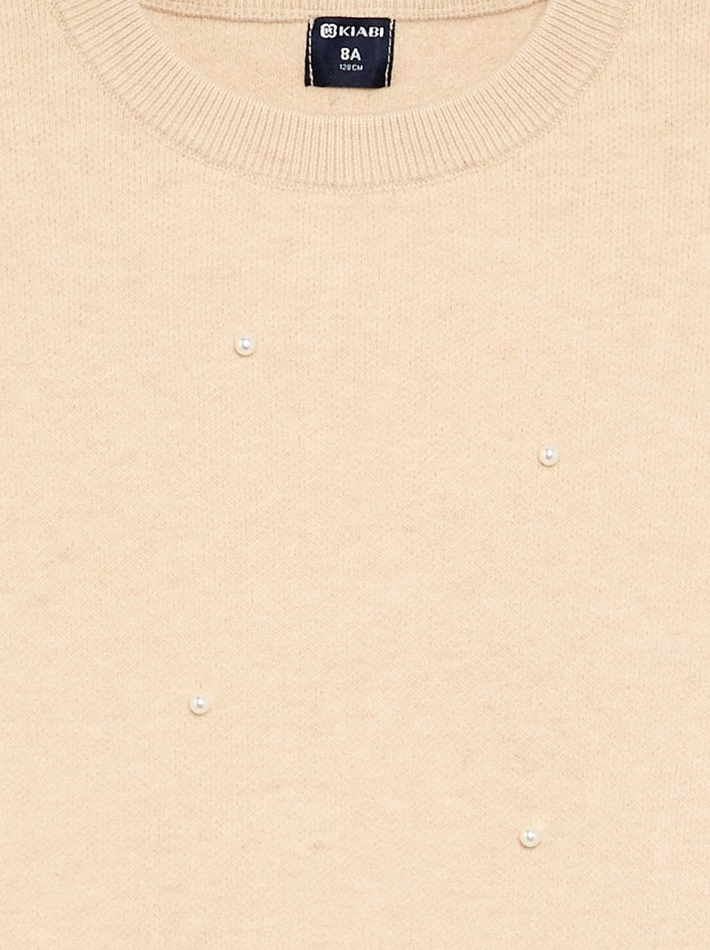 Maglione con perle Beige - Kiabi