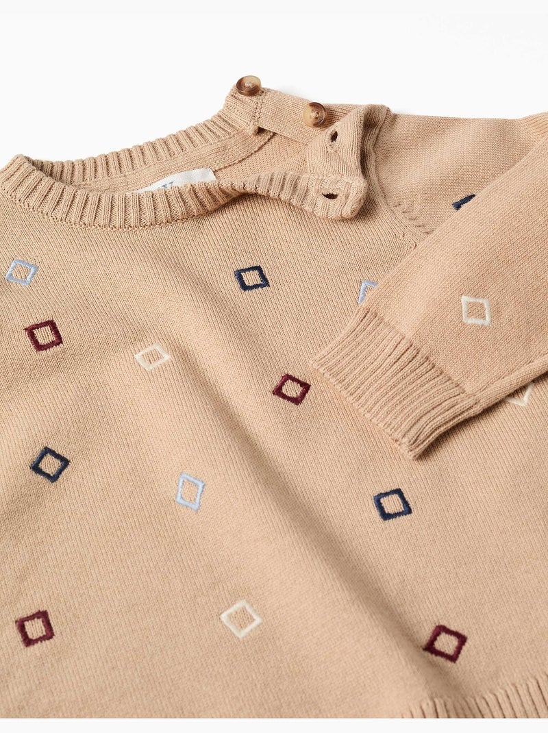 Maglione con piastrelle ricamate Beige - Kiabi