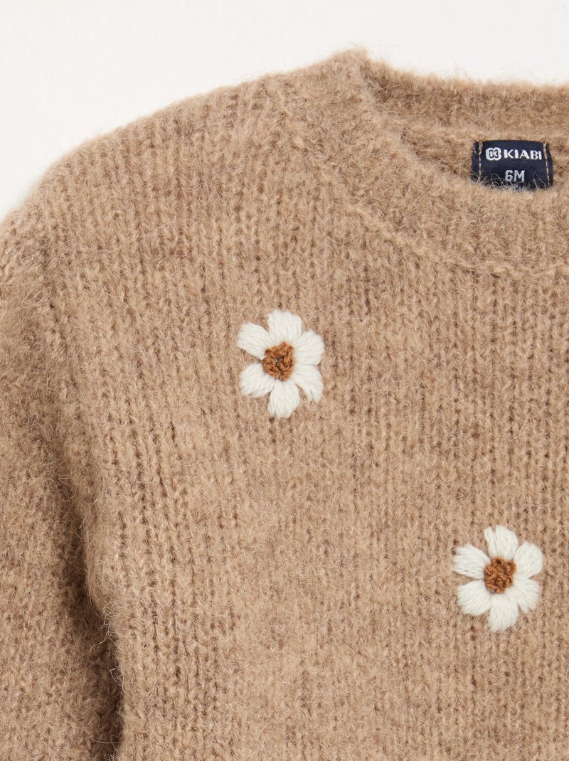 Maglione con ricami 'margherite' Beige - Kiabi