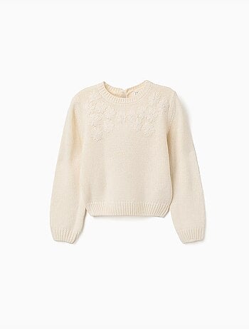 Maglione con ricamo floreale