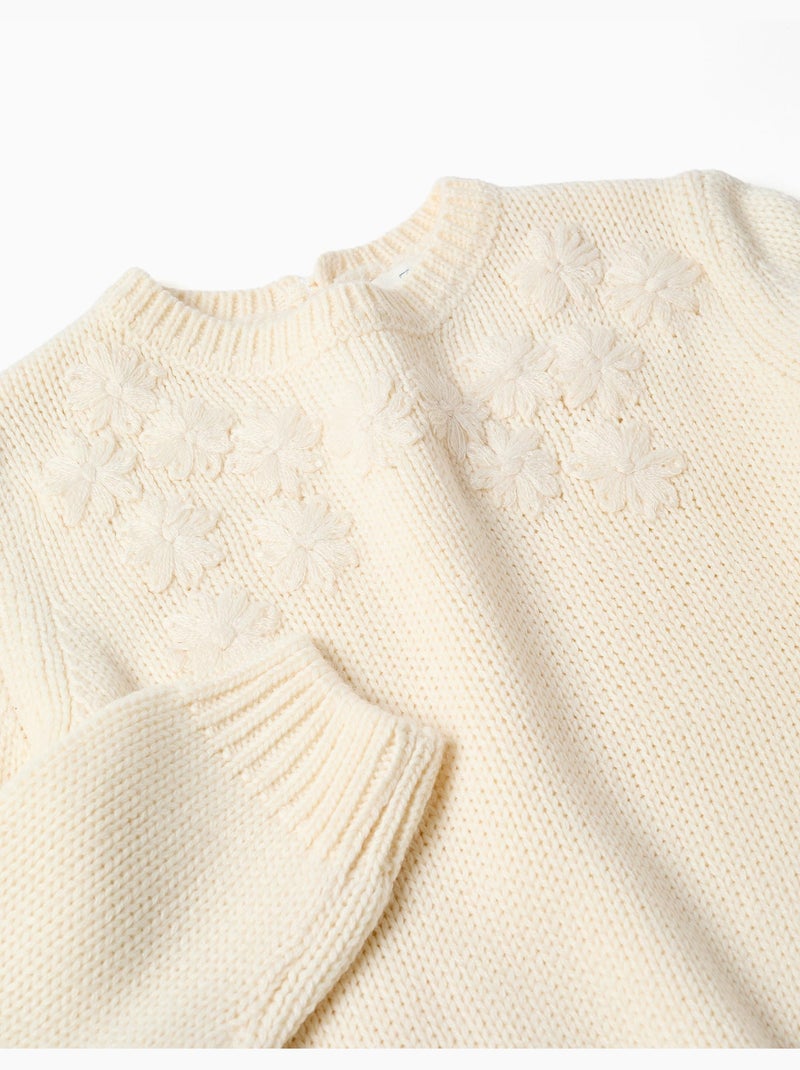 Maglione con ricamo floreale Bianco - Kiabi