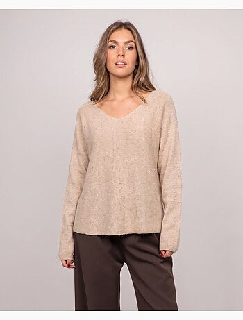 Maglione con scollo a v in maglia con filo lucido kassiane
