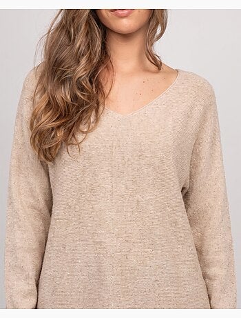 Maglione con scollo a v in maglia con filo lucido kassiane