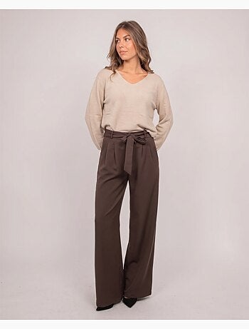 Maglione con scollo a v in maglia con filo lucido kassiane
