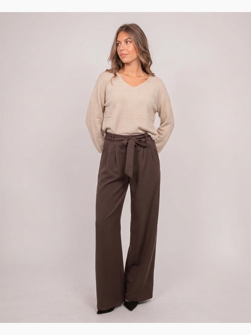 Maglione con scollo a v in maglia con filo lucido kassiane - Kiabi