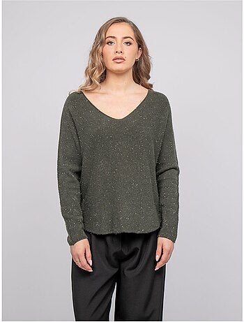 Maglione con scollo a v in maglia con filo lucido kassiane