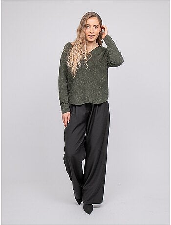 Maglione con scollo a v in maglia con filo lucido kassiane