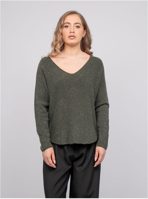 Maglione con scollo a v in maglia con filo lucido kassiane - Kiabi