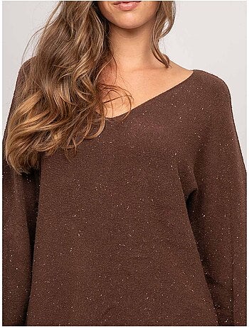 Maglione con scollo a v in maglia con filo lucido kassiane